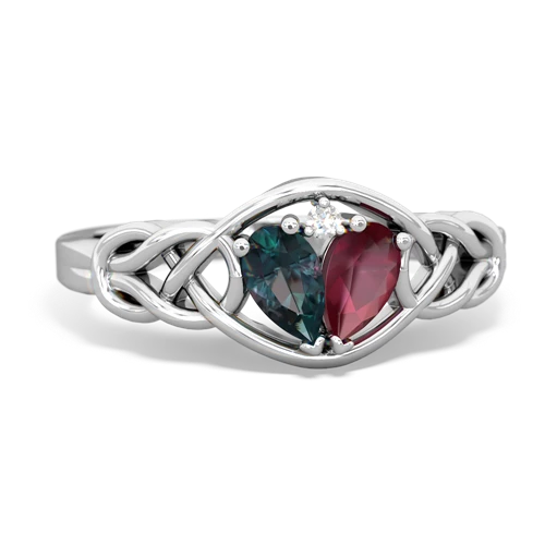 alexandrite-ruby celtic knot ring