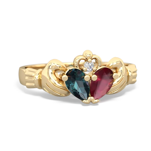 alexandrite-ruby claddagh ring