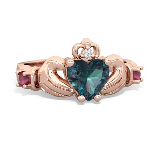 alexandrite-ruby claddagh ring