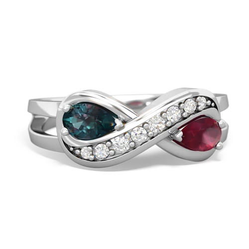 Lab Alexandrite Lab Created Alexandrite with Genuine Ruby Diamond Infinity ring Ring