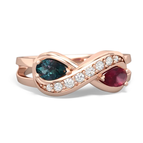 alexandrite-ruby diamond infinity ring