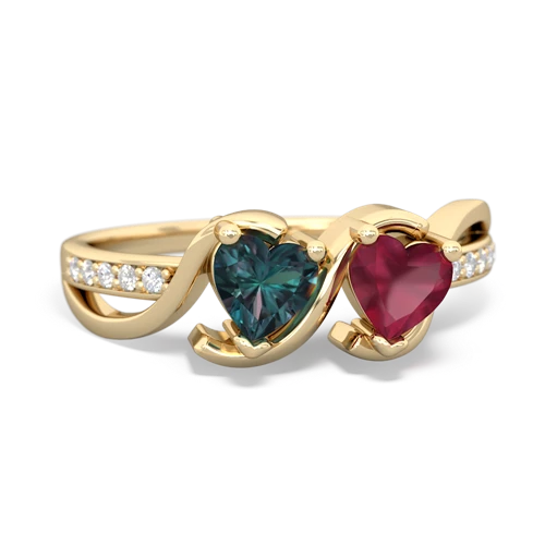 Lab Alexandrite Lab Created Alexandrite with Genuine Ruby Side by Side ring Ring
