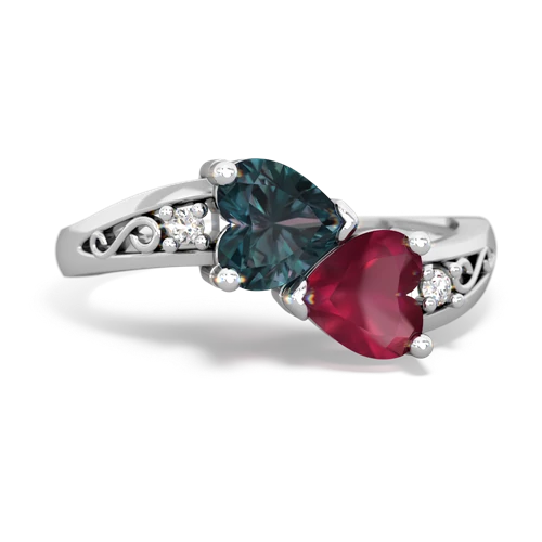 alexandrite-ruby filligree ring