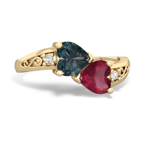 alexandrite-ruby filligree ring