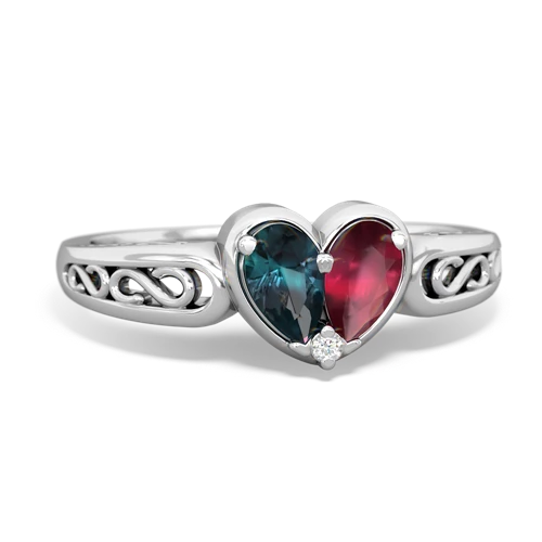 Lab Alexandrite Lab Created Alexandrite with Genuine Ruby filligree Heart ring Ring