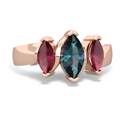 Lab Alexandrite Lab Created Alexandrite with Genuine Ruby and  Three Peeks ring Ring