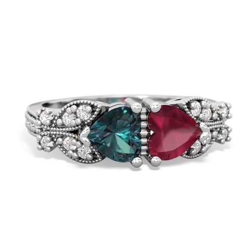 Lab Alexandrite Lab Created Alexandrite with Genuine Ruby Diamond Butterflies ring Ring