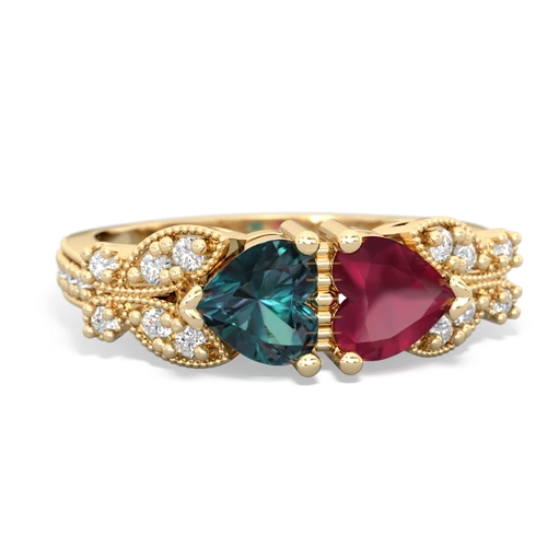 alexandrite-ruby keepsake butterfly ring