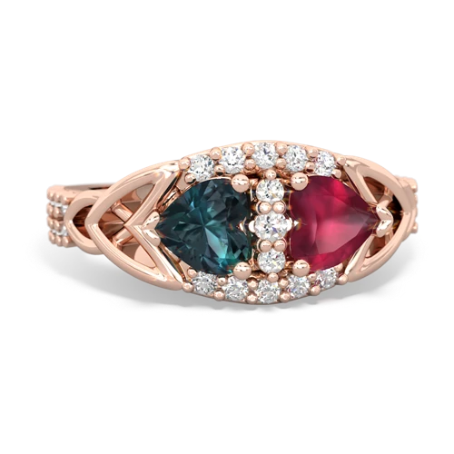 alexandrite-ruby keepsake engagement ring