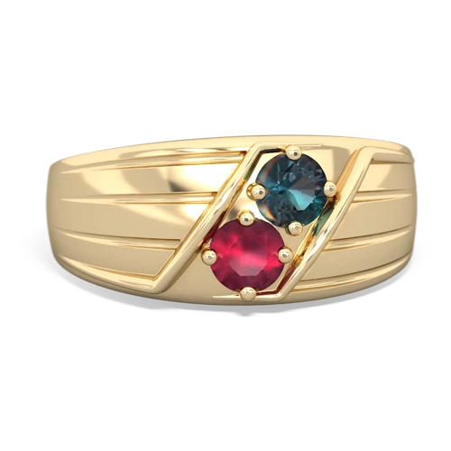Lab Alexandrite Lab Created Alexandrite with Genuine Ruby Art Deco Men's ring Ring