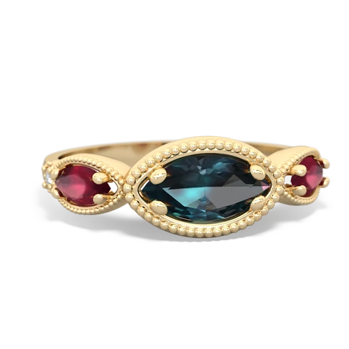 alexandrite-ruby milgrain marquise ring