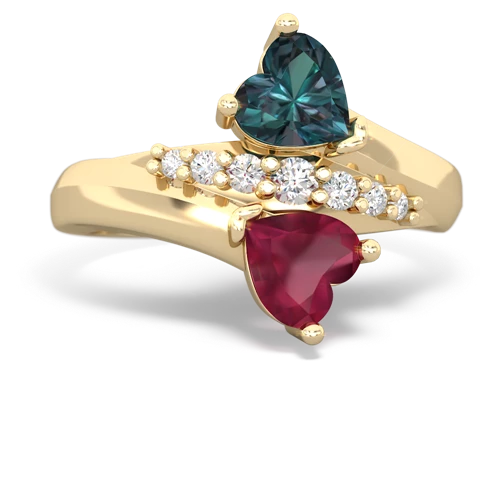 alexandrite-ruby modern ring