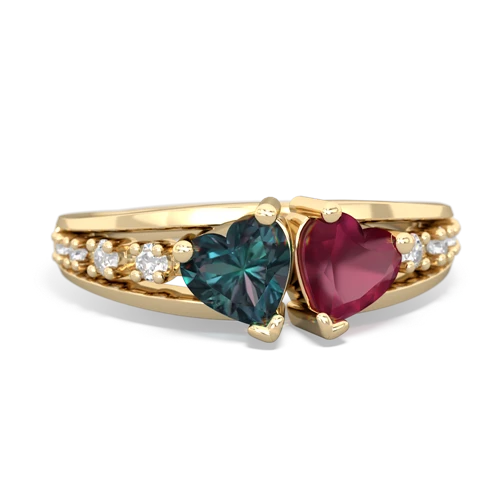 Lab Alexandrite Lab Created Alexandrite with Genuine Ruby Heart to Heart ring Ring