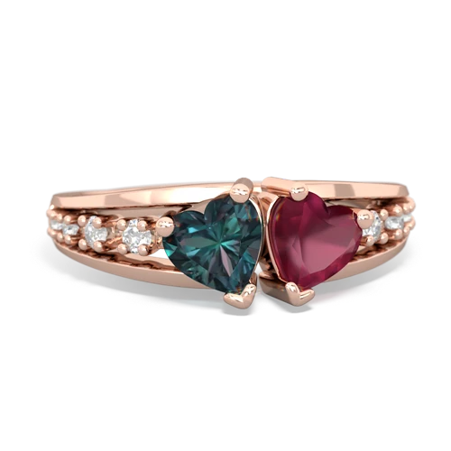 alexandrite-ruby modern ring