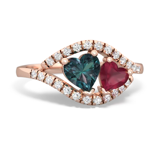 Lab Alexandrite Lab Created Alexandrite with Genuine Ruby Mother and Child ring Ring
