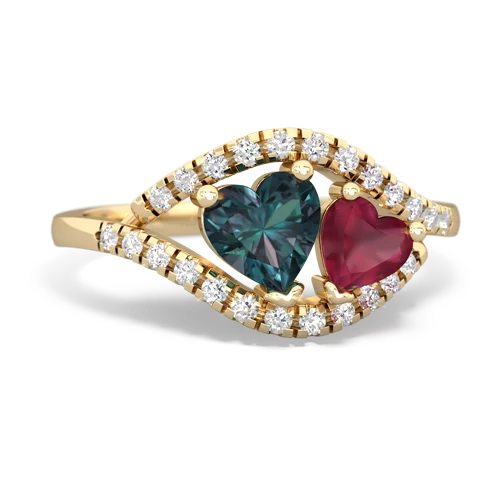 alexandrite-ruby mother child ring
