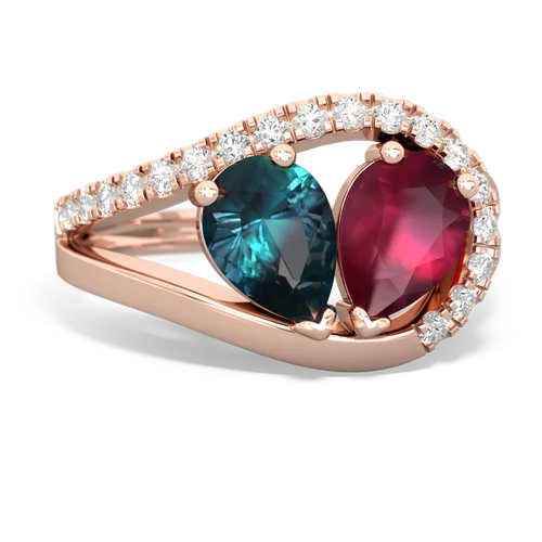alexandrite-ruby pave heart ring