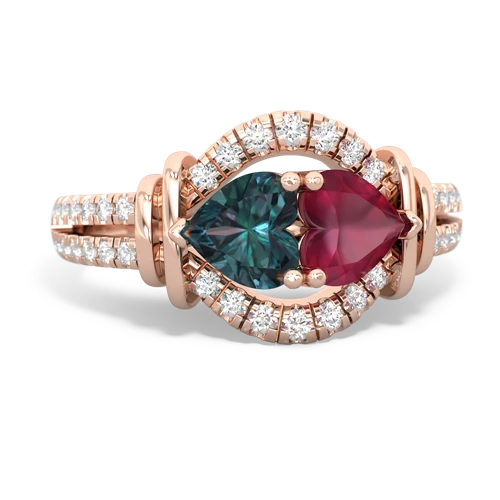 alexandrite-ruby pave keepsake ring