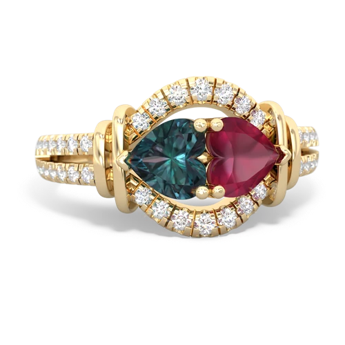 alexandrite-ruby pave keepsake ring