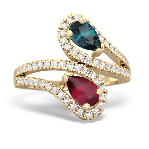 Lab Alexandrite Lab Created Alexandrite with Genuine Ruby Diamond Dazzler ring Ring