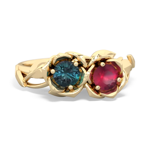 Lab Alexandrite Lab Created Alexandrite with Genuine Ruby Rose Garden ring Ring