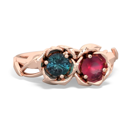 alexandrite-ruby roses ring