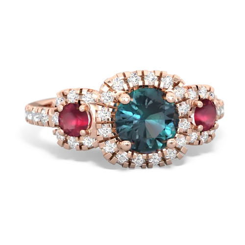 Lab Alexandrite Lab Created Alexandrite with Genuine Ruby and Genuine White Topaz Regal Halo ring Ring