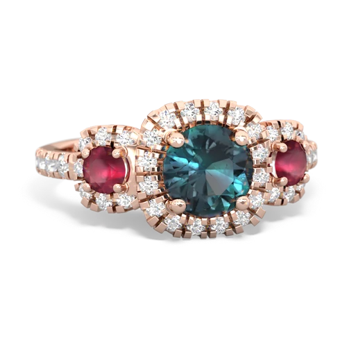 alexandrite-ruby three stone regal ring