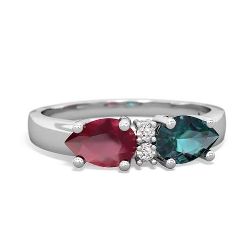 Lab Alexandrite Lab Created Alexandrite with Genuine Ruby Pear Bowtie ring Ring
