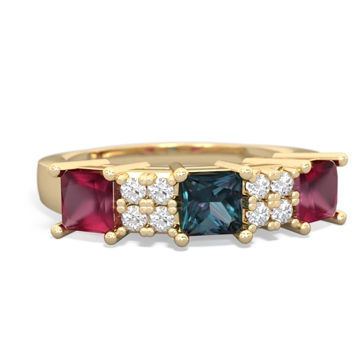 Lab Alexandrite Lab Created Alexandrite with Genuine Ruby and  Three Stone ring Ring