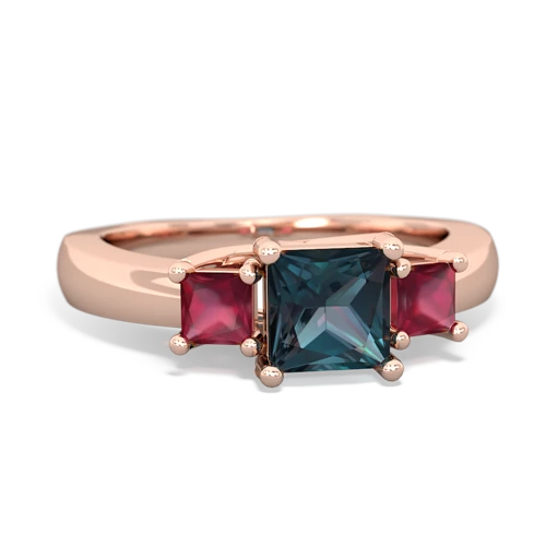 Lab Alexandrite Lab Created Alexandrite with Genuine Ruby and Genuine Ruby Three Stone Trellis ring Ring