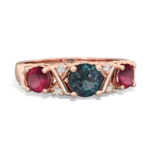 Lab Alexandrite Lab Created Alexandrite with Genuine Ruby and  Hugs and Kisses ring Ring