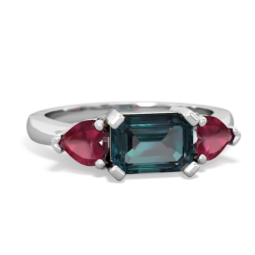 Lab Alexandrite Lab Created Alexandrite with Genuine Ruby and Genuine Ruby Three Stone ring Ring