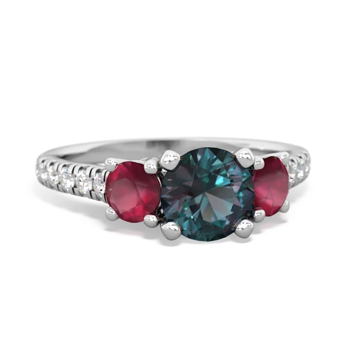Lab Alexandrite Lab Created Alexandrite with Genuine Ruby and Genuine London Blue Topaz Pave Trellis ring Ring