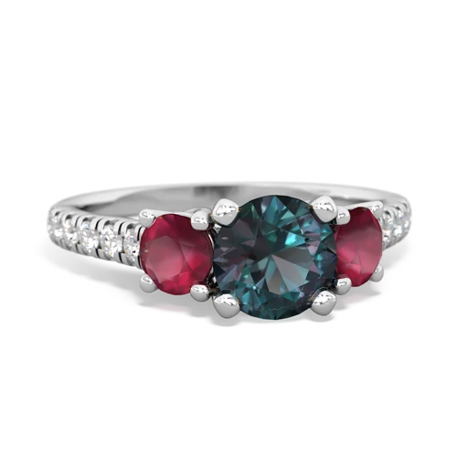 alexandrite-ruby trellis pave ring