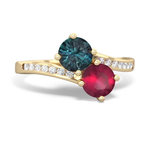 Lab Alexandrite Lab Created Alexandrite with Genuine Ruby Keepsake Two Stone ring Ring