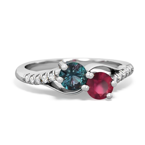 Lab Alexandrite Lab Created Alexandrite with Genuine Ruby Two Stone Infinity ring Ring