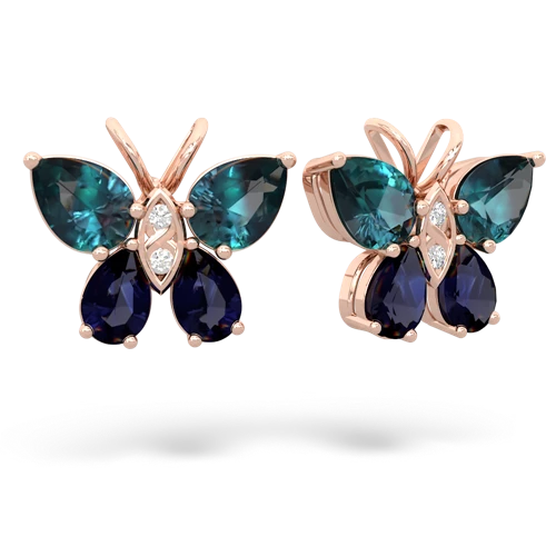 alexandrite-sapphire butterfly earrings