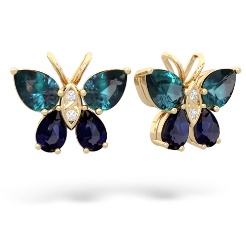 alexandrite-sapphire butterfly earrings