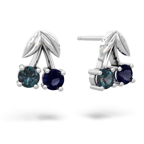 alexandrite-sapphire cherries earrings