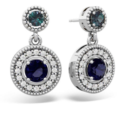 alexandrite-sapphire halo earrings