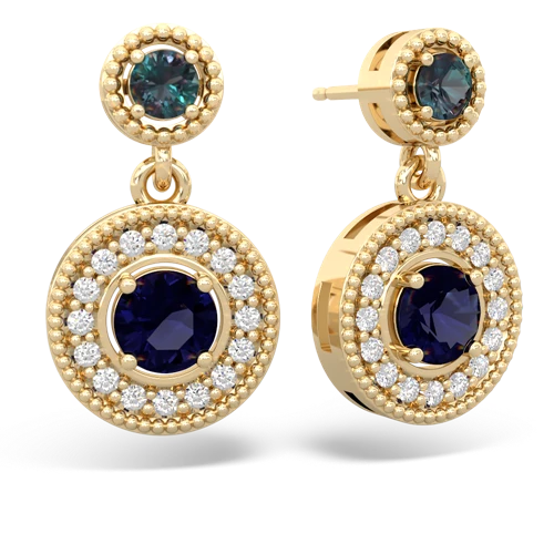 alexandrite-sapphire halo earrings