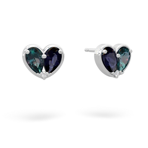 alexandrite-sapphire one heart earrings