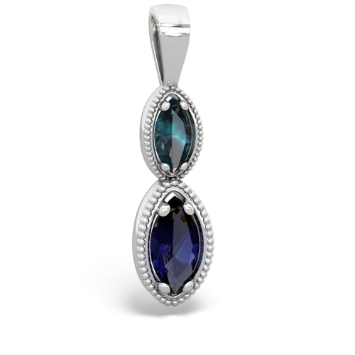 Lab Alexandrite Lab Created Alexandrite with Genuine Sapphire Antique-style Halo pendant Pendant