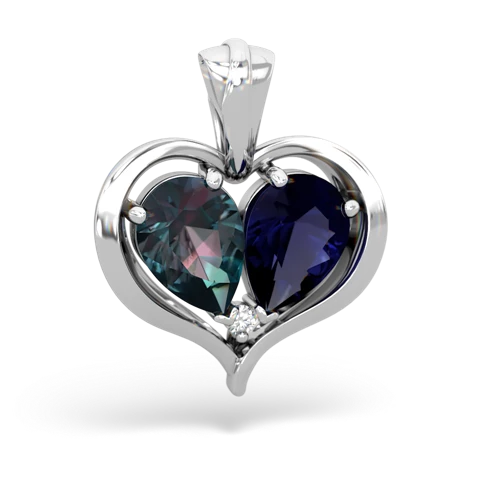 alexandrite-sapphire half heart whole pendant