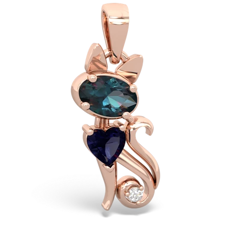 alexandrite-sapphire kitten pendant