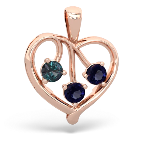 Lab Alexandrite Lab Created Alexandrite with Genuine Sapphire and  Glowing Heart pendant Pendant