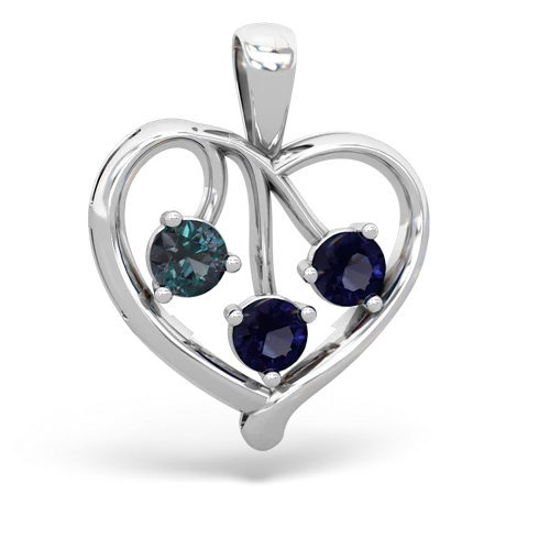Lab Alexandrite Lab Created Alexandrite with Genuine Sapphire and Genuine Fire Opal Glowing Heart pendant Pendant