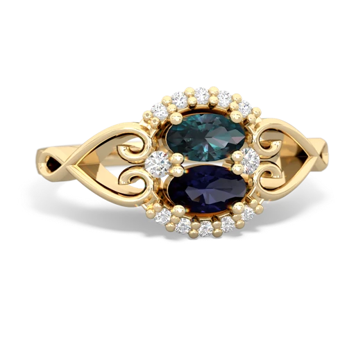 Lab Alexandrite Lab Created Alexandrite with Genuine Sapphire Love Nest ring Ring