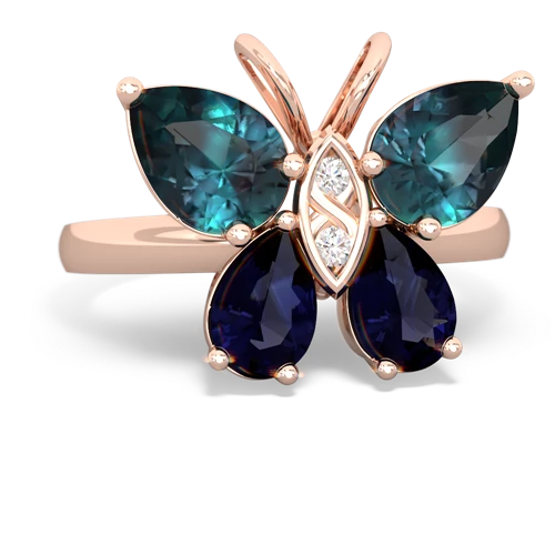 alexandrite-sapphire butterfly ring
